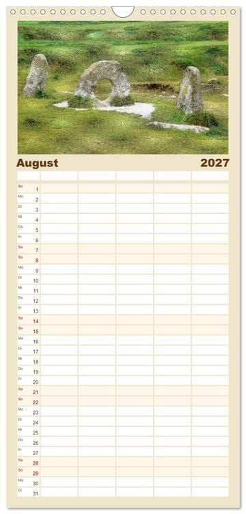 Produktbild: Familienplaner 2027 - S&uuml;dengland - Mystische Steinkreise und Dartmoor mit 5 Spalten (Wandkalender, 21 x 45 cm) CALVENDO