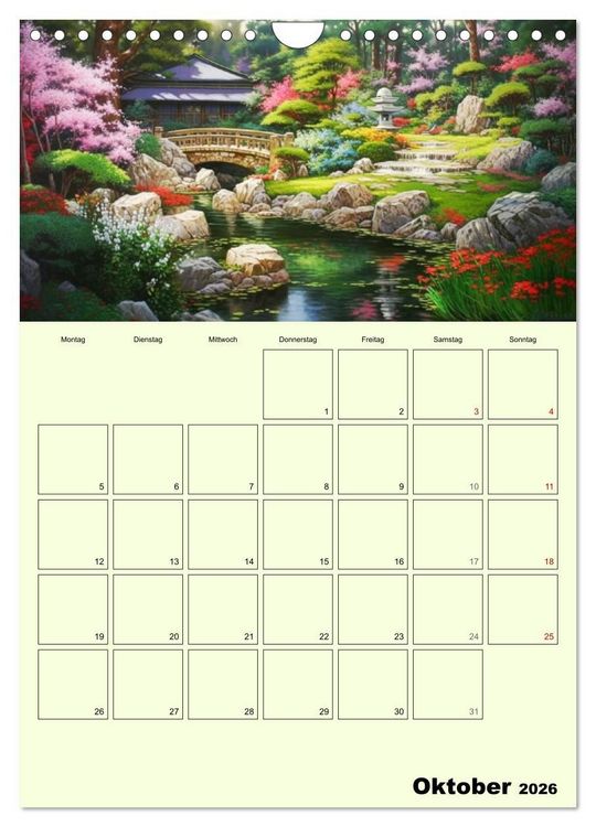 Produktbild: Im japanischen Garten. Zauberhafte Illustrationen (Wandkalender 2026 DIN A4 hoch), CALVENDO Monatskalender