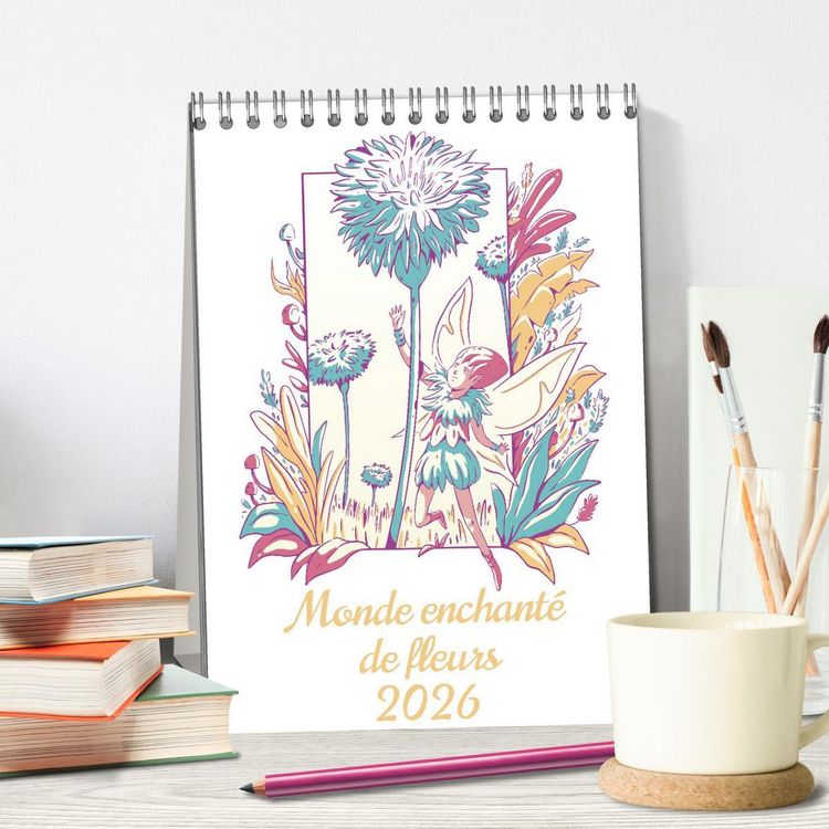 Produktbild: Monde enchant&eacute; de fleurs (Calendrier de bureau 2026 DIN A5 horizontal), CALVENDO calendrier mensuel
