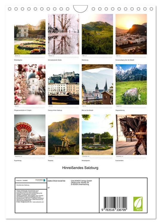 Produktbild: Hinrei&szlig;endes Salzburg (Wandkalender 2026 DIN A4 hoch), CALVENDO Monatskalender