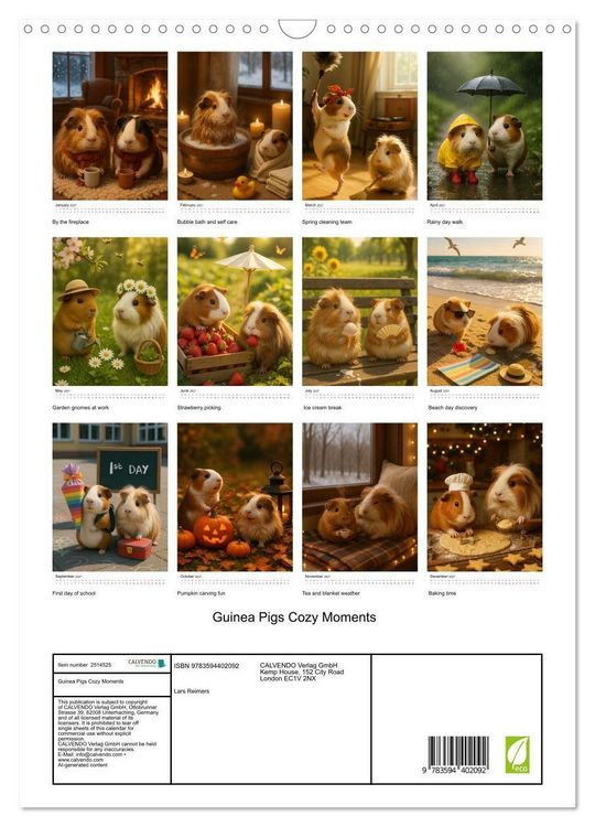 Produktbild: Guinea Pigs Cozy Moments (Wall Calendar 2027 DIN A3 portrait), CALVENDO 12 Month Wall Calendar