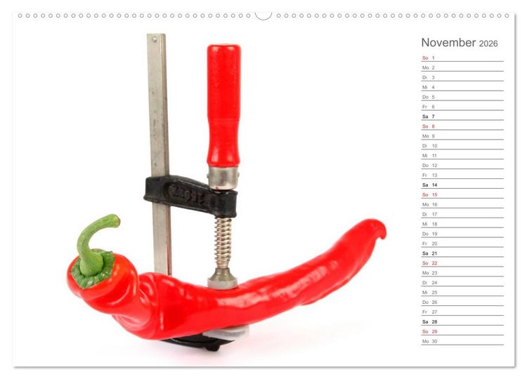 Produktbild: Echt scharf - Der Chili-K&uuml;chen-Planer (Wandkalender 2026 DIN A2 quer), CALVENDO Monatskalender