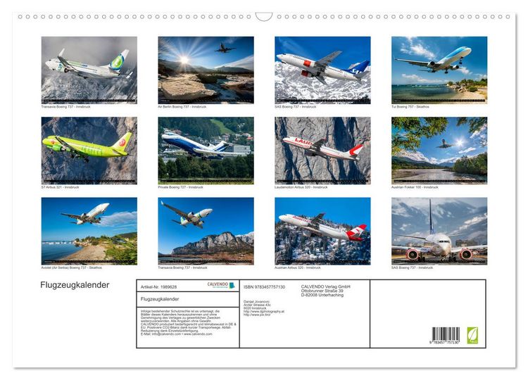 Produktbild: Flugzeugkalender (Wandkalender 2026 DIN A2 quer), CALVENDO Monatskalender