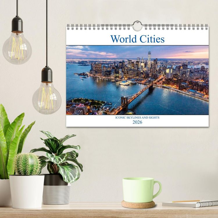Produktbild: World Cities - Iconic skylines and sights (Wall Calendar 2026 DIN A4 landscape), CALVENDO 12 Month Wall Calendar