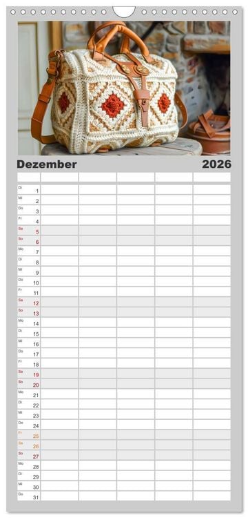 Produktbild: Familienplaner 2026 - Granny Square Kunst - Ein Jahr voller kreativer H&auml;kelideen mit 5 Spalten (Wandkalender, 21 x 45 cm) CALVENDO