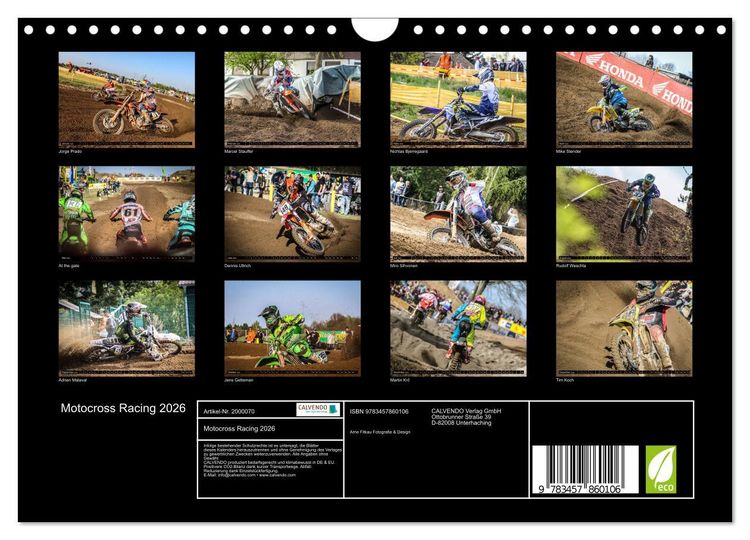 Produktbild: Motocross Racing 2026 (Wandkalender 2026 DIN A4 quer), CALVENDO Monatskalender