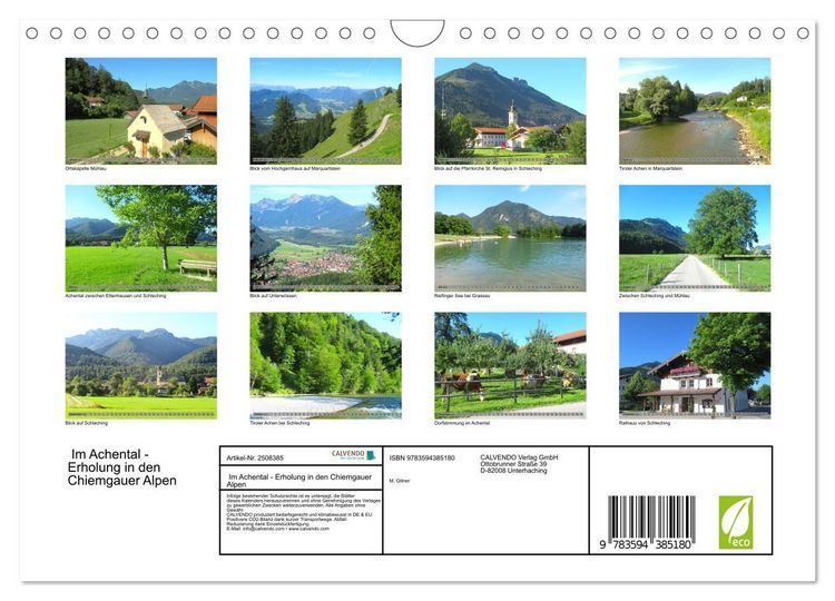 Produktbild: Im Achental - Erholung in den Chiemgauer Alpen (Wandkalender 2027 DIN A4 quer), CALVENDO Monatskalender