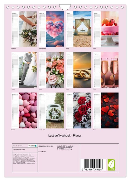 Produktbild: Lust auf Hochzeit - Planer (Wandkalender 2026 DIN A4 hoch), CALVENDO Monatskalender