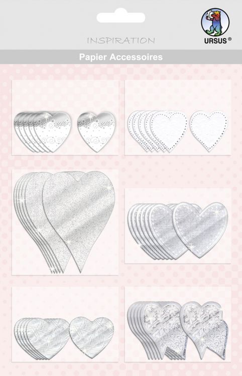 Produktbild: URSUS 36 Papier-Accessoires "Herzen", silber