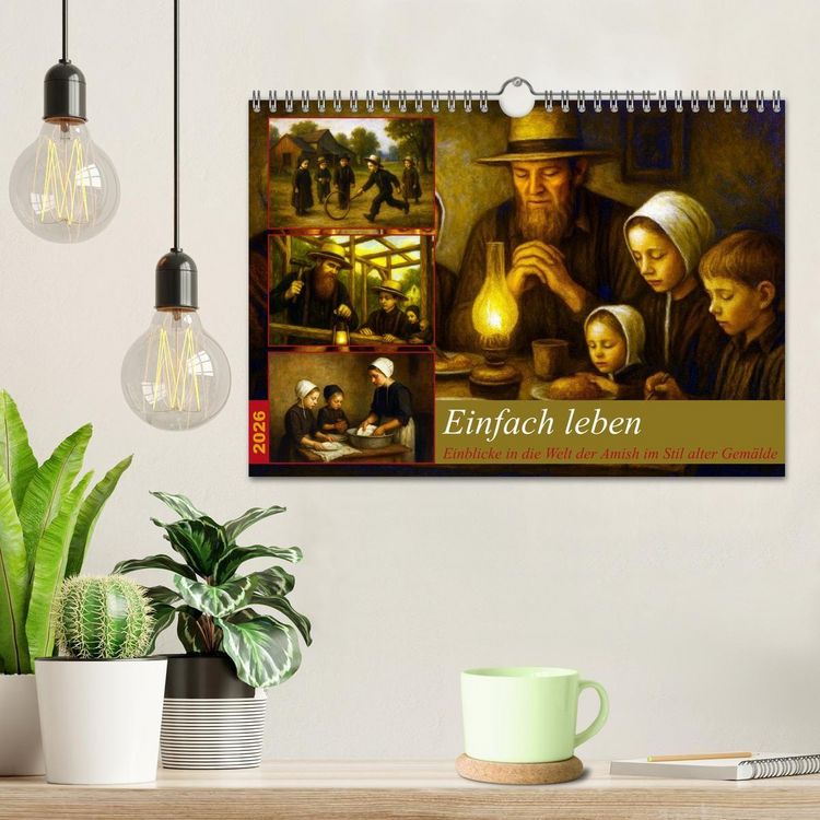 Produktbild: Einfach Leben - Einblicke in die Welt der Amish im Stil alter Gem&auml;lde (Wandkalender 2026 DIN A4 quer), CALVENDO Monatskalender