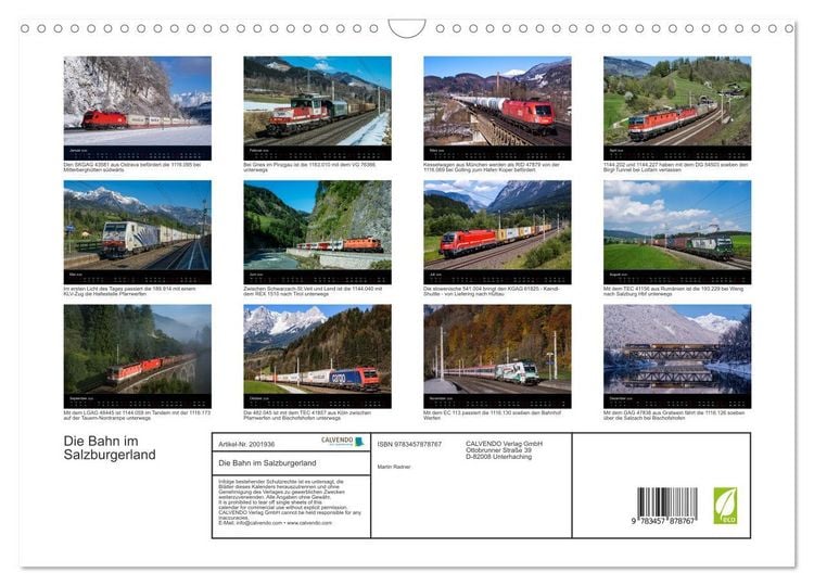 Produktbild: Die Bahn im Salzburgerland (Wandkalender 2026 DIN A3 quer), CALVENDO Monatskalender