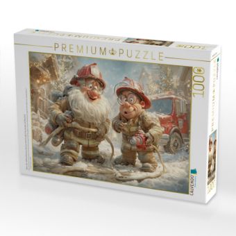 Produktbild: CALVENDO Puzzle Wenn der Weihnachtsmann l&ouml;schen kommt, gibt's Geschenke mit Blaulicht! | 1000 Teile Lege-Gr&ouml;&szlig;e 64x48cm Foto-Puzzle f&uuml;r gl&uuml;ckliche Stun