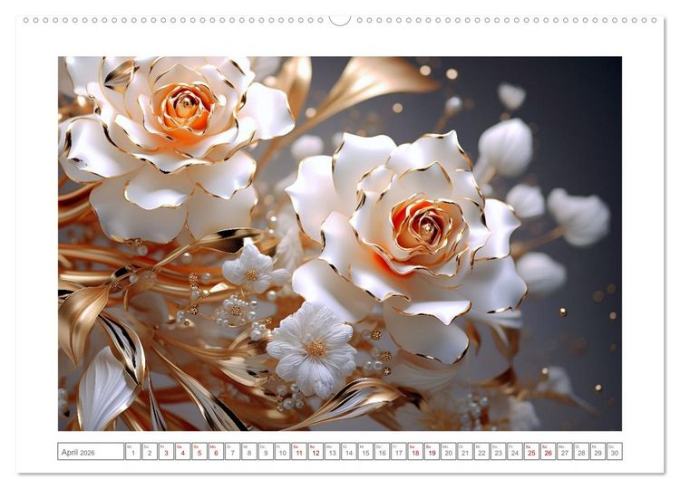 Produktbild: Eleganz in Gold und Orange (hochwertiger Premium Wandkalender 2026 DIN A2 quer), Kunstdruck in Hochglanz