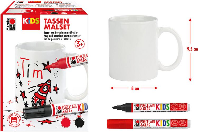 Produktbild: Marabu KiDS Porcelain und Glaspainter Tassen Malset Tim