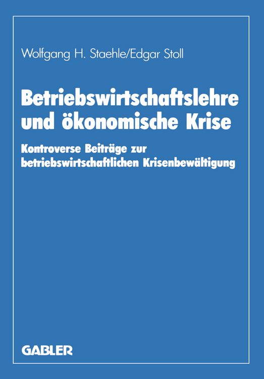 Produktbild: Betriebswirtschaftslehre und &ouml;konomische Krise