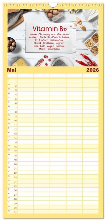 Produktbild: Familienplaner 2026 - Vitalstoffe - fit essen mit 5 Spalten (Wandkalender, 21 x 45 cm) CALVENDO