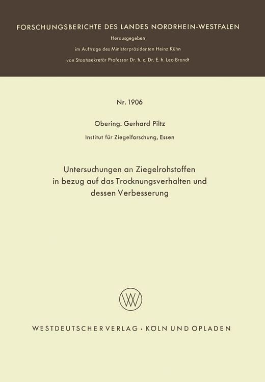 Produktbild: Untersuchungen an Ziegelrohstoffen in bezug auf das Trocknungsverhalten und dessen Verbesserung