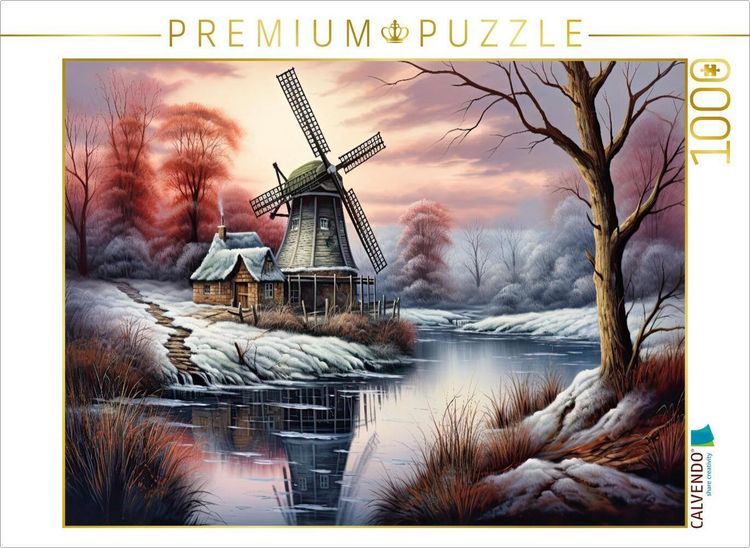 Produktbild: CALVENDO Puzzle Windm&uuml;hle im ersten Frost | 1000 Teile Lege-Gr&ouml;&szlig;e 64x48cm Foto-Puzzle f&uuml;r gl&uuml;ckliche Stunden