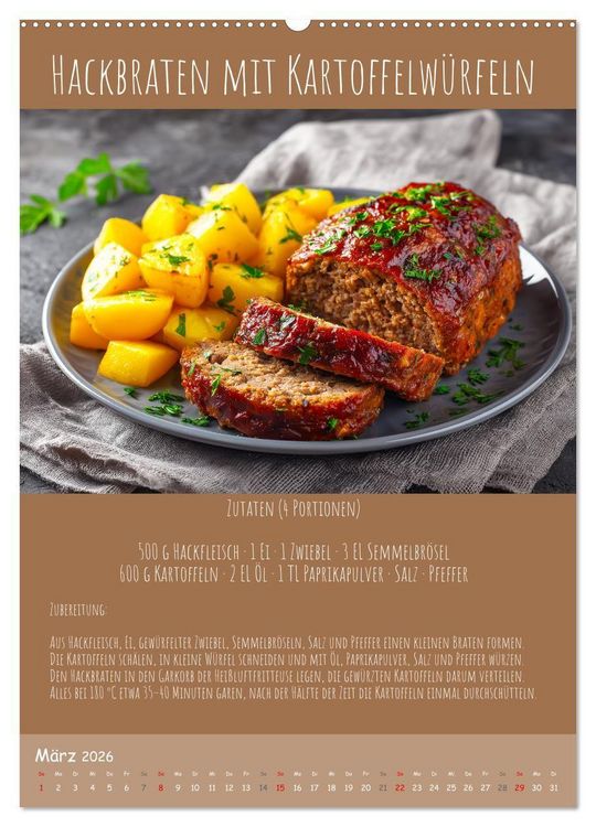 Produktbild: REZEPTE - Kochen in der Hei&szlig;luftfritteuse (hochwertiger Premium Wandkalender 2026 DIN A2 hoch), Kunstdruck in Hochglanz