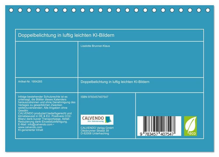 Produktbild: Doppelbelichtung in luftig leichten KI-Bildern (Tischkalender 2026 DIN A5 quer), CALVENDO Monatskalender
