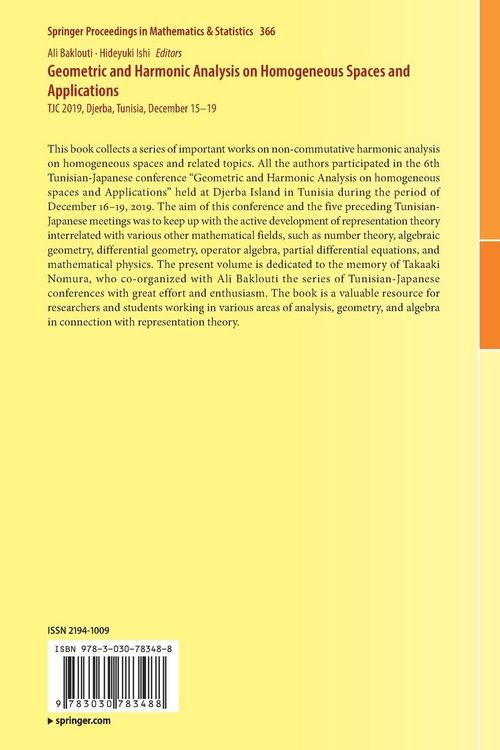 Produktbild: Geometric and Harmonic Analysis on Homogeneous Spaces and Applications
