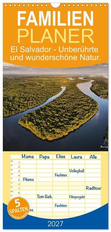 Produktbild: Familienplaner 2027 - El Salvador - Unber&uuml;hrte und wundersch&ouml;ne Natur. mit 5 Spalten (Wandkalender, 21 x 45 cm) CALVENDO
