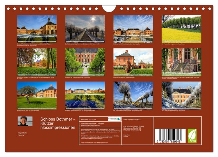Produktbild: Schloss Bothmer - Kl&uuml;tzer Schlossimpressionen (Wandkalender 2026 DIN A4 quer), CALVENDO Monatskalender