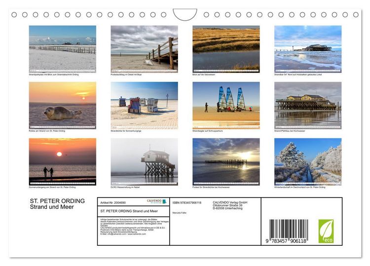 Produktbild: ST. PETER ORDING Strand und Meer (Wandkalender 2026 DIN A4 quer), CALVENDO Monatskalender