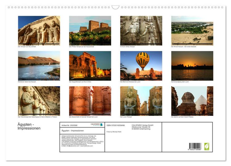 Produktbild: &Auml;gypten - Impressionen (Wandkalender 2026 DIN A2 quer), CALVENDO Monatskalender