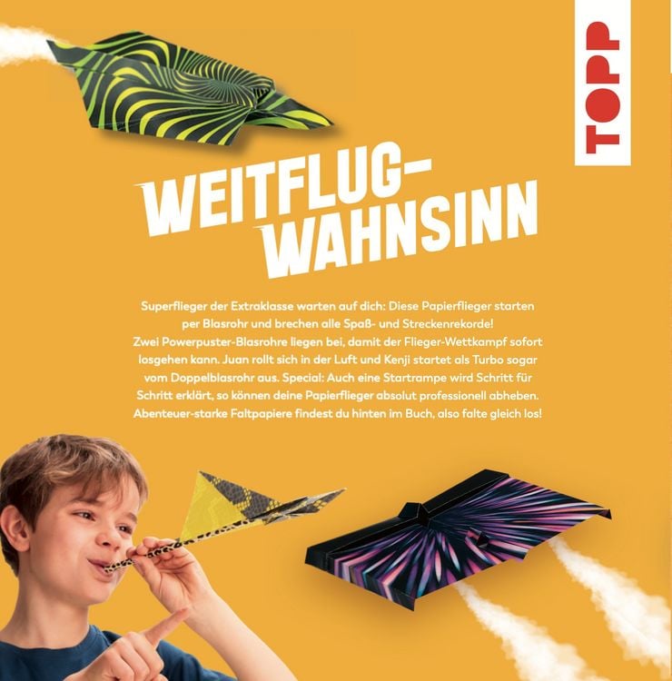 Produktbild: Powerpuster. Anleitungsbuch mit &uuml;ber 40 Faltbl&auml;ttern und 2 Blasrohren