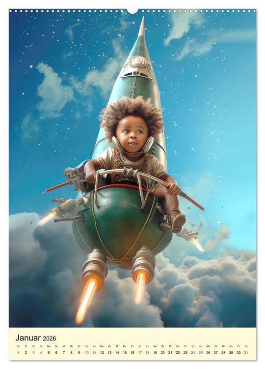 Produktbild: Raketenbabies - Humoristische KI-Bilder (hochwertiger Premium Wandkalender 2026 DIN A2 hoch), Kunstdruck in Hochglanz