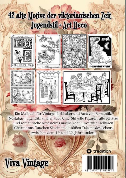 Produktbild: Malbuch f&uuml;r Erwachsene Vintage Romantik - Entspannung und Achtsamkeit