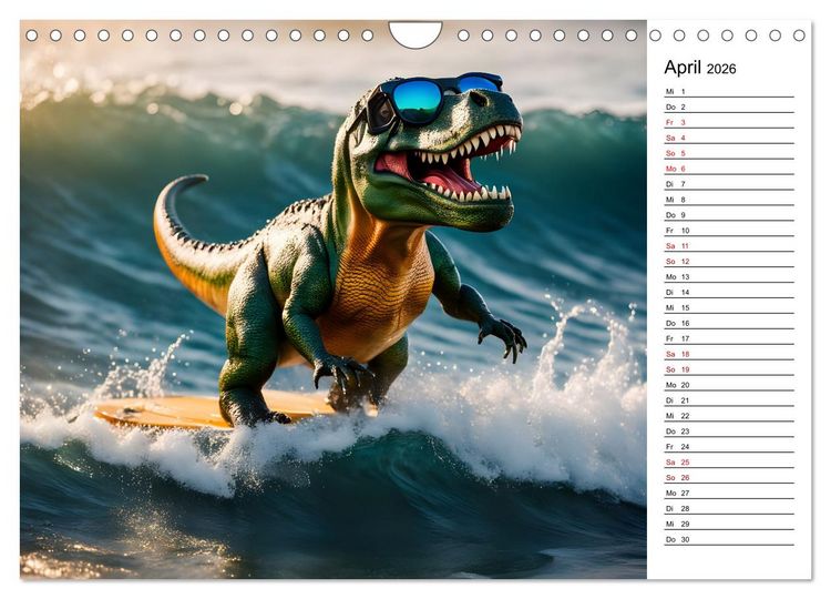 Produktbild: Sportlicher T-Rex - Mit Fun durch das Jahr (Wandkalender 2026 DIN A4 quer), CALVENDO Monatskalender