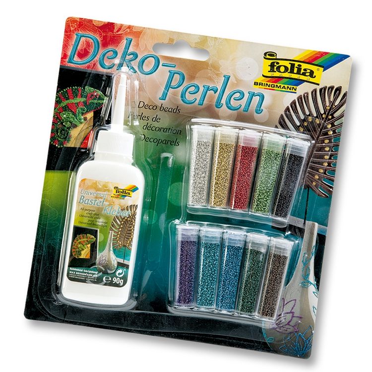 Produktbild: folia Dekoperlen Set inkl. Deko-Kleber 90g