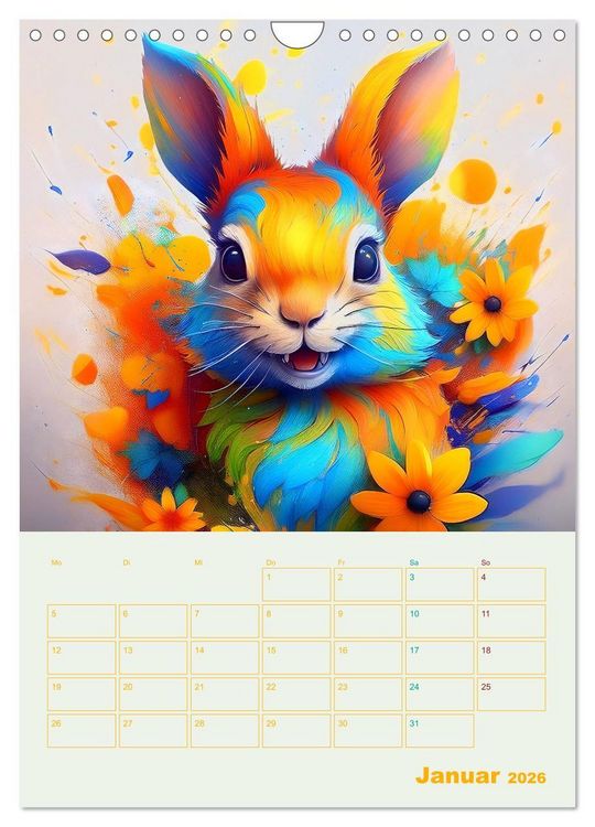 Produktbild: Tiere im Farbenrausch (Wandkalender 2026 DIN A4 hoch), CALVENDO Monatskalender
