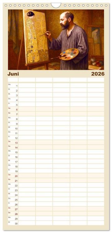 Produktbild: Familienplaner 2026 - Gustav Klimt. Sein Leben, seine Kunstwerke mit 5 Spalten (Wandkalender, 21 x 45 cm) CALVENDO