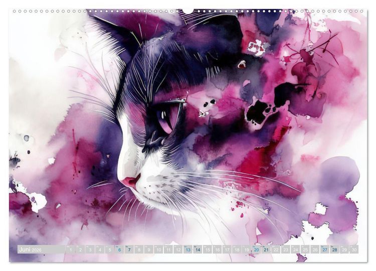 Produktbild: Katzensymphonie in Aquarell (hochwertiger Premium Wandkalender 2026 DIN A2 quer), Kunstdruck in Hochglanz