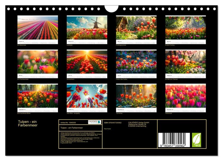 Produktbild: Tulpen - ein Farbenmeer (Wandkalender 2026 DIN A4 quer), CALVENDO Monatskalender