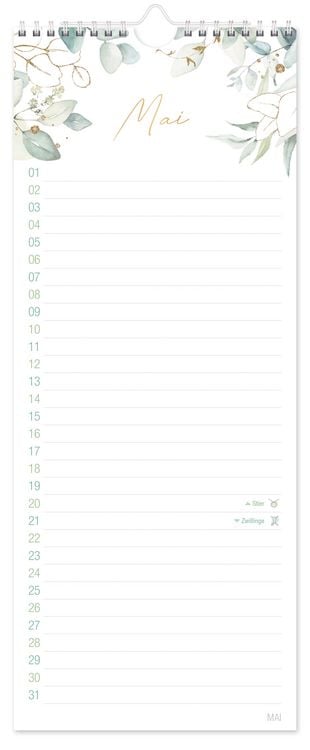 Produktbild: Geburtstagsplaner Wandkalender kompakt