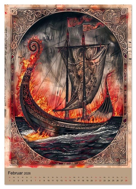 Produktbild: Wikinger - Mythologie - G&ouml;tter, Runen und Legenden (Wandkalender 2026 DIN A2 hoch), CALVENDO Monatskalender