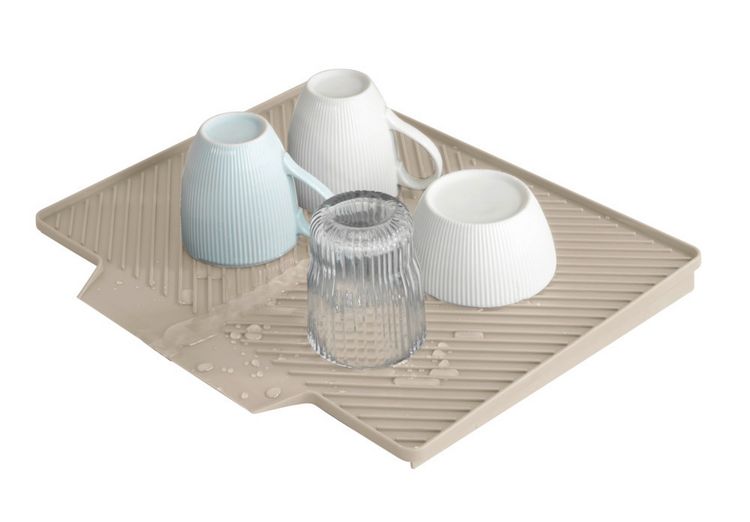 Produktbild: Abtropfmatte Mod. Nelia, beige, Kunststoff, 34x40x3 cm, geneigte Fl&auml;che f&uuml;r Wasserablauf