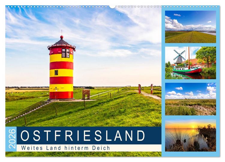 Produktbild: OSTFRIESLAND Weites Land hinterm Deich (Wandkalender 2026 DIN A2 quer), CALVENDO Monatskalender