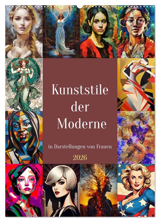 Produktbild: Kunststile der Moderne in Darstellungen von Frauen (Wandkalender 2026 DIN A2 hoch), CALVENDO Monatskalender
