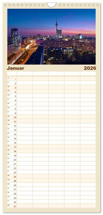 Produktbild: Familienplaner 2026 - Berlin zwischen Tag und Nacht mit 5 Spalten (Wandkalender, 21 x 45 cm) CALVENDO