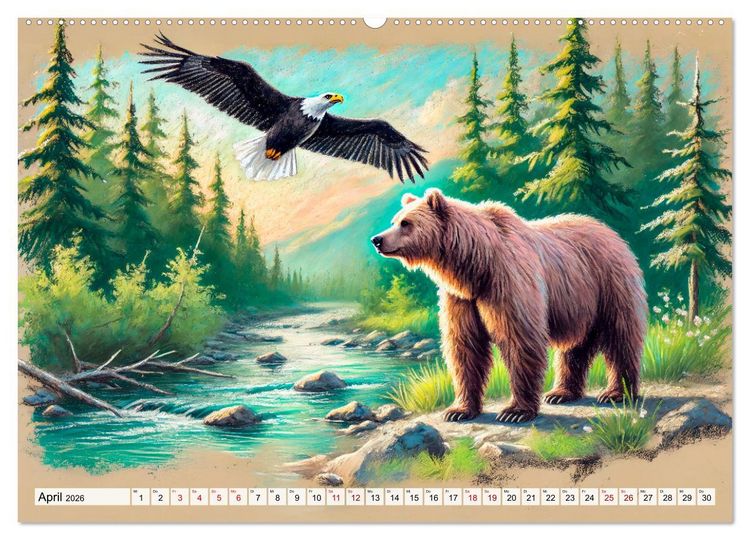 Produktbild: Ein Jahr mit den B&auml;ren - Ein majest&auml;tisches Leben in der Wildnis (Wandkalender 2026 DIN A2 quer), CALVENDO Monatskalender