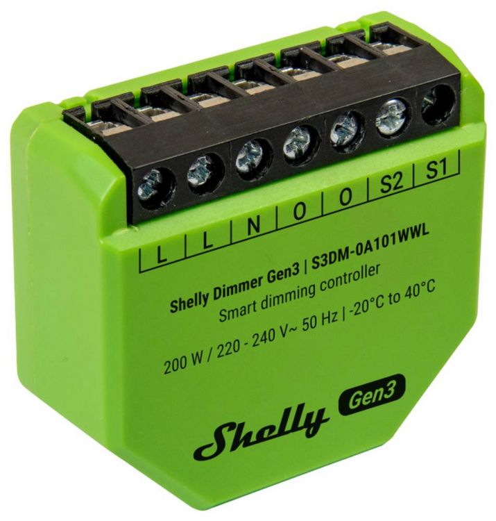 Produktbild: Shelly Dimmer Gen3 Dimmaktor Wi-Fi, Bluetooth