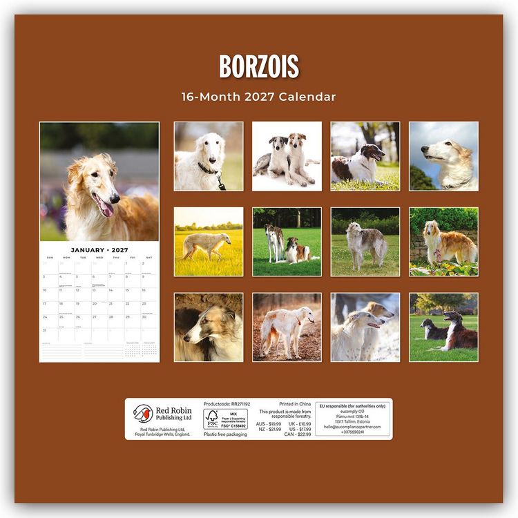 Produktbild: Borzois &ndash; Barsoi &ndash; Barzaia &ndash; Russischer Wolfshund 2027 &ndash; 16-Monatskalender