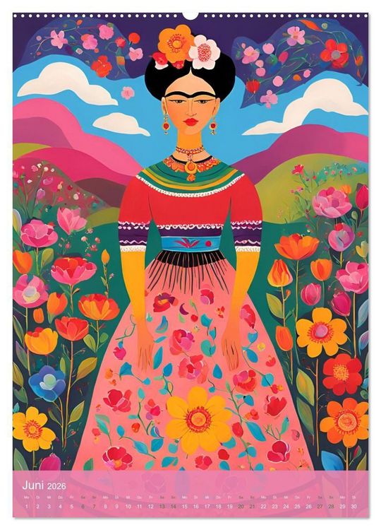 Produktbild: Gefangen in Normen. Frida Kahlo inspiriert. Flor de mi alma (Wandkalender 2026 DIN A2 hoch), CALVENDO Monatskalender