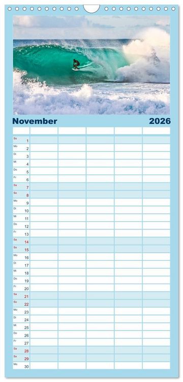 Produktbild: Familienplaner 2026 - Surfen - so cool mit 5 Spalten (Wandkalender, 21 x 45 cm) CALVENDO
