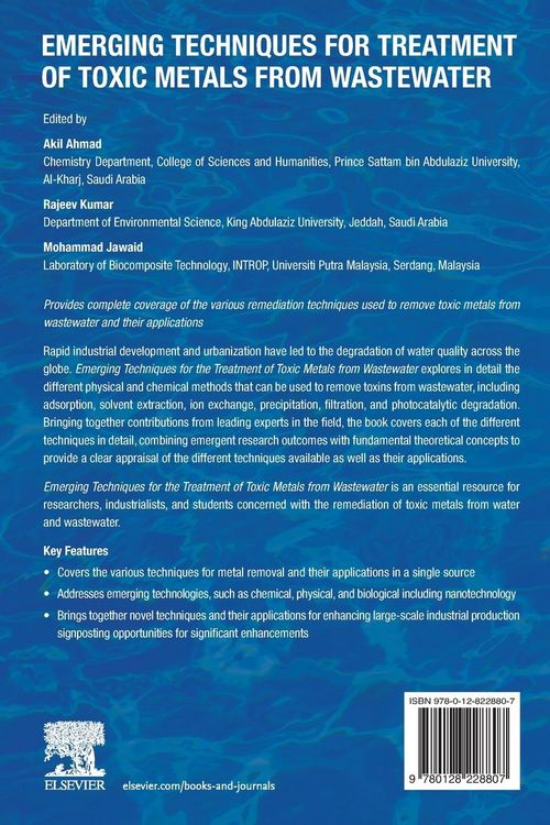 Produktbild: Emerging Techniques for Treatment of Toxic Metals from Wastewater